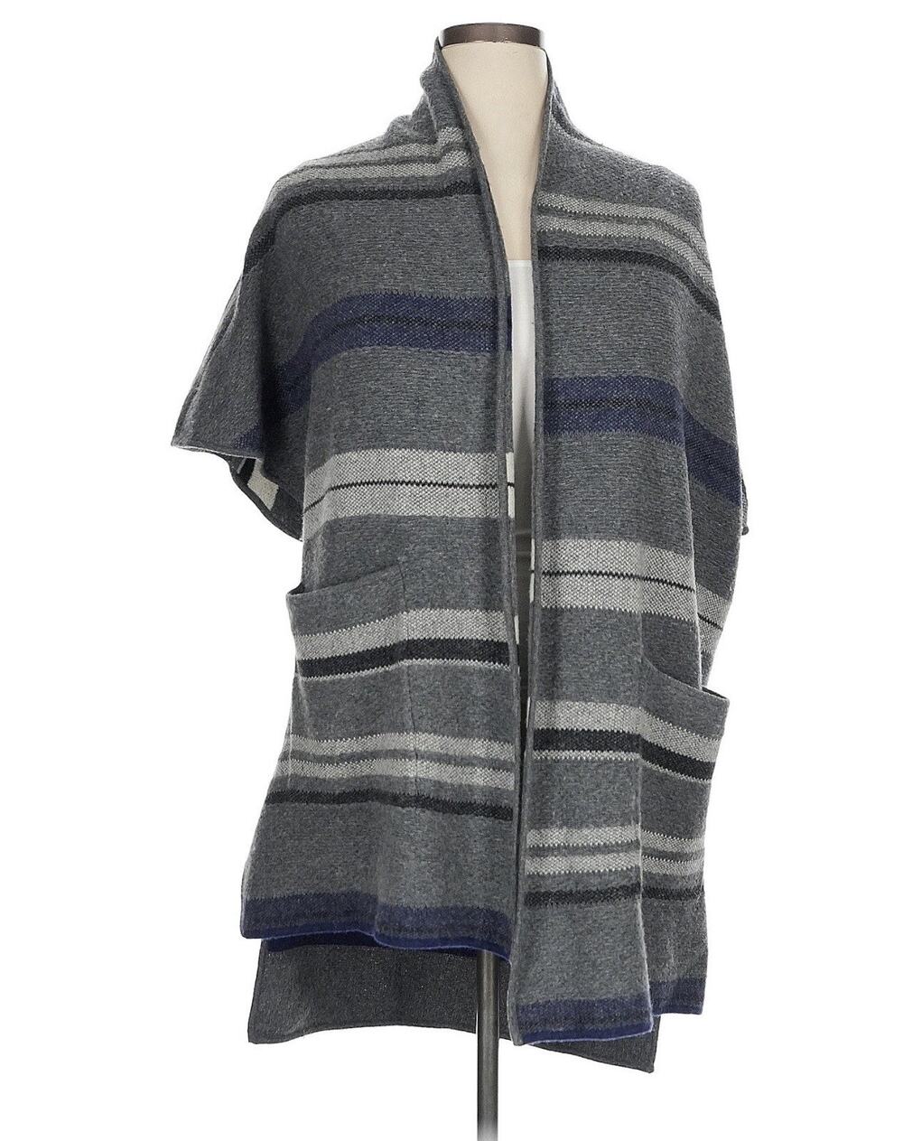 Derek Lam 10 Crosby Xl Poncho 100% Wool Cowl Neck Gray